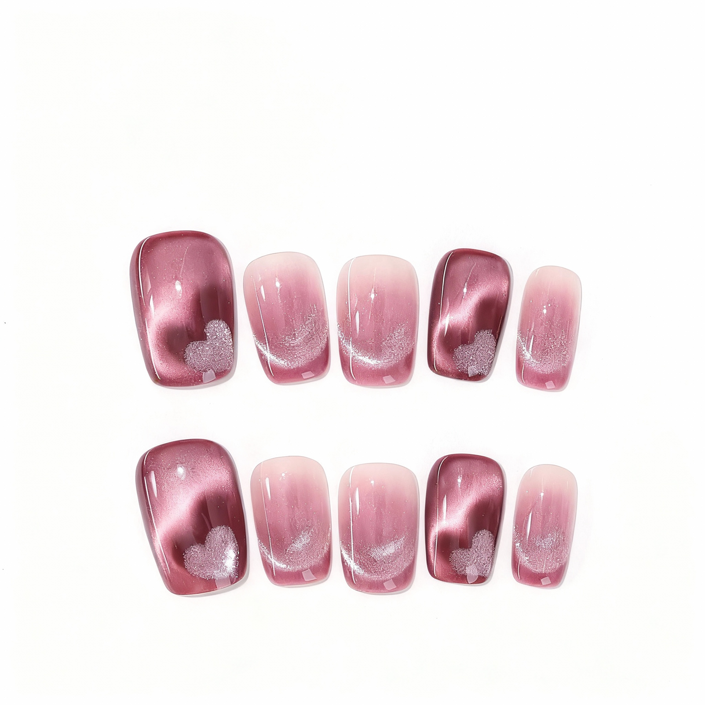 Heart Cat's Eye Press-on Nails T01