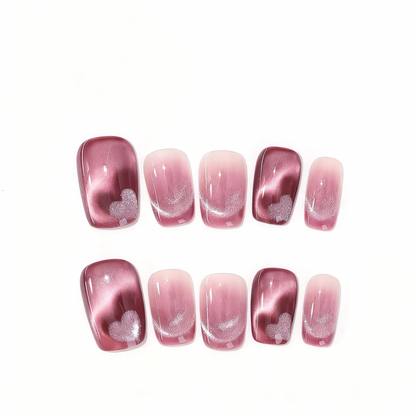 Heart Cat's Eye Press-on Nails T01