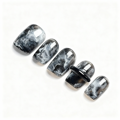 Ink-Wash Smudged Press-On Nails T258