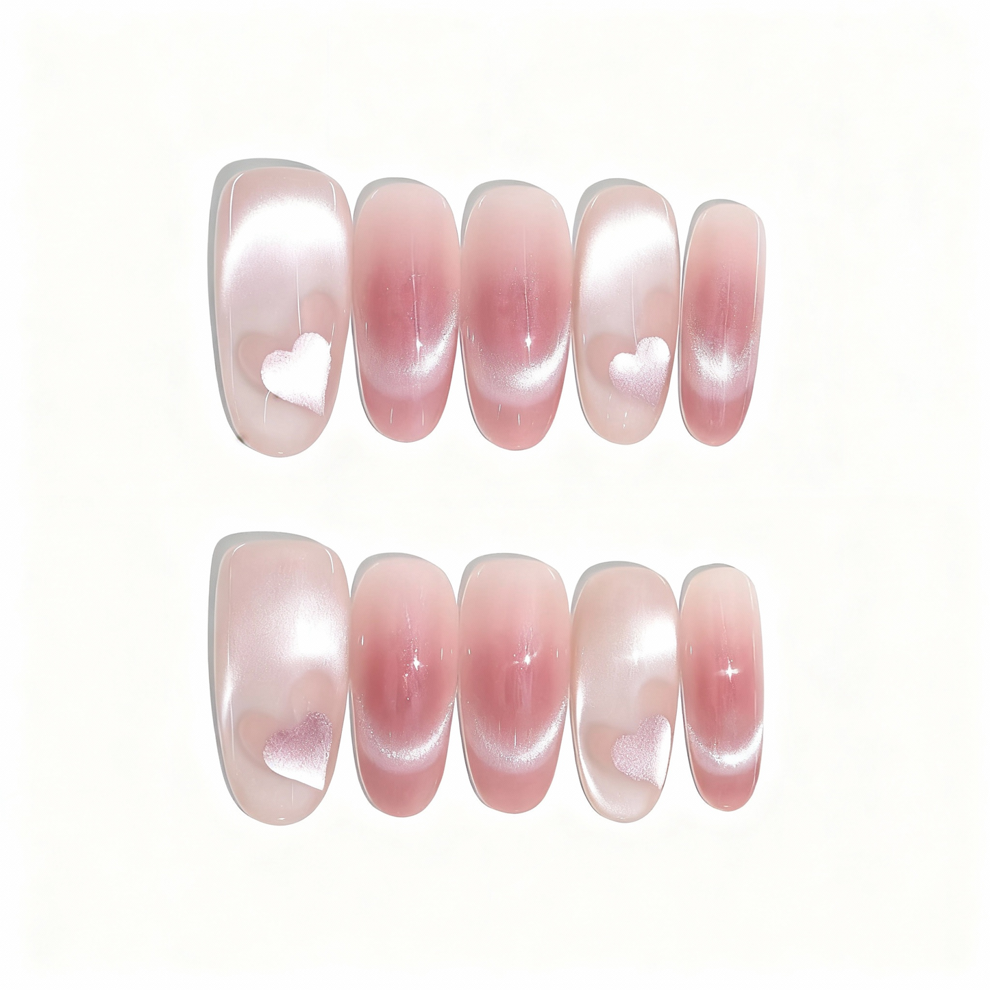 Heart Cat's Eye Press-on Nails T01