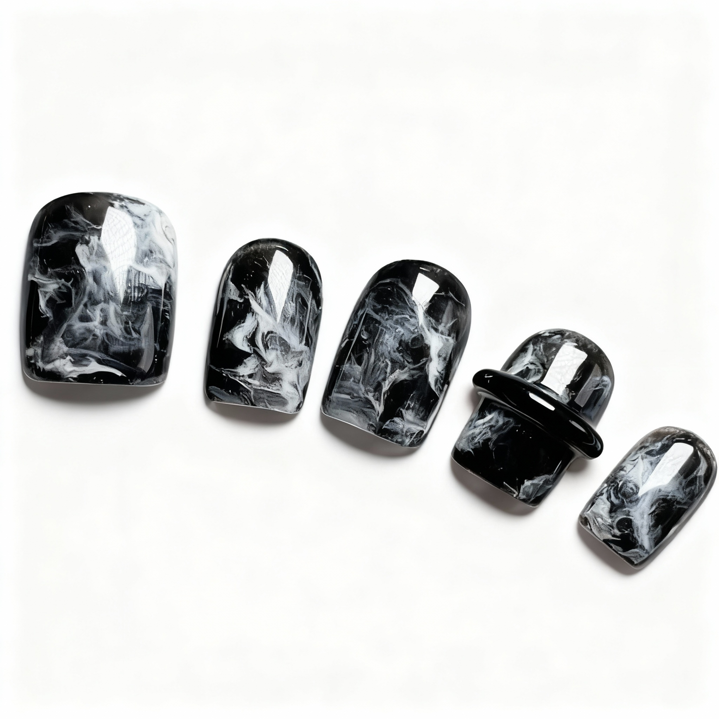 Ink-Wash Smudged Press-On Nails T258