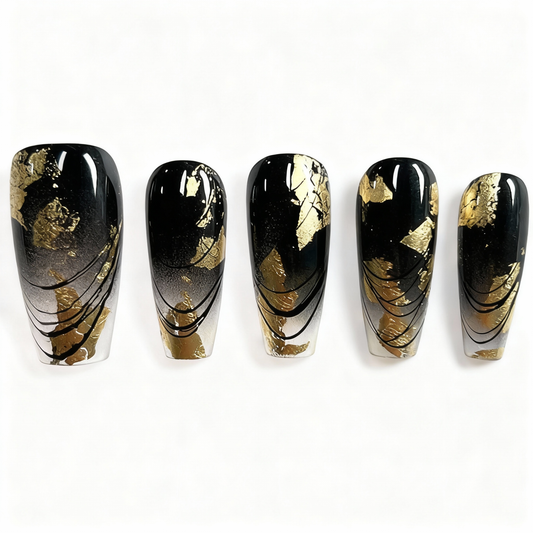 Midnight Gilded Press-On Nails T253