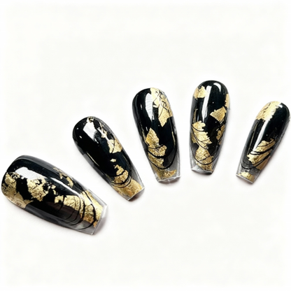 Midnight Gilded Press-On Nails T253