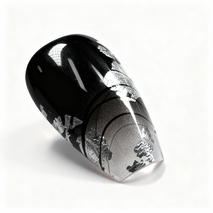 Silver & Black Press-On Nails T249