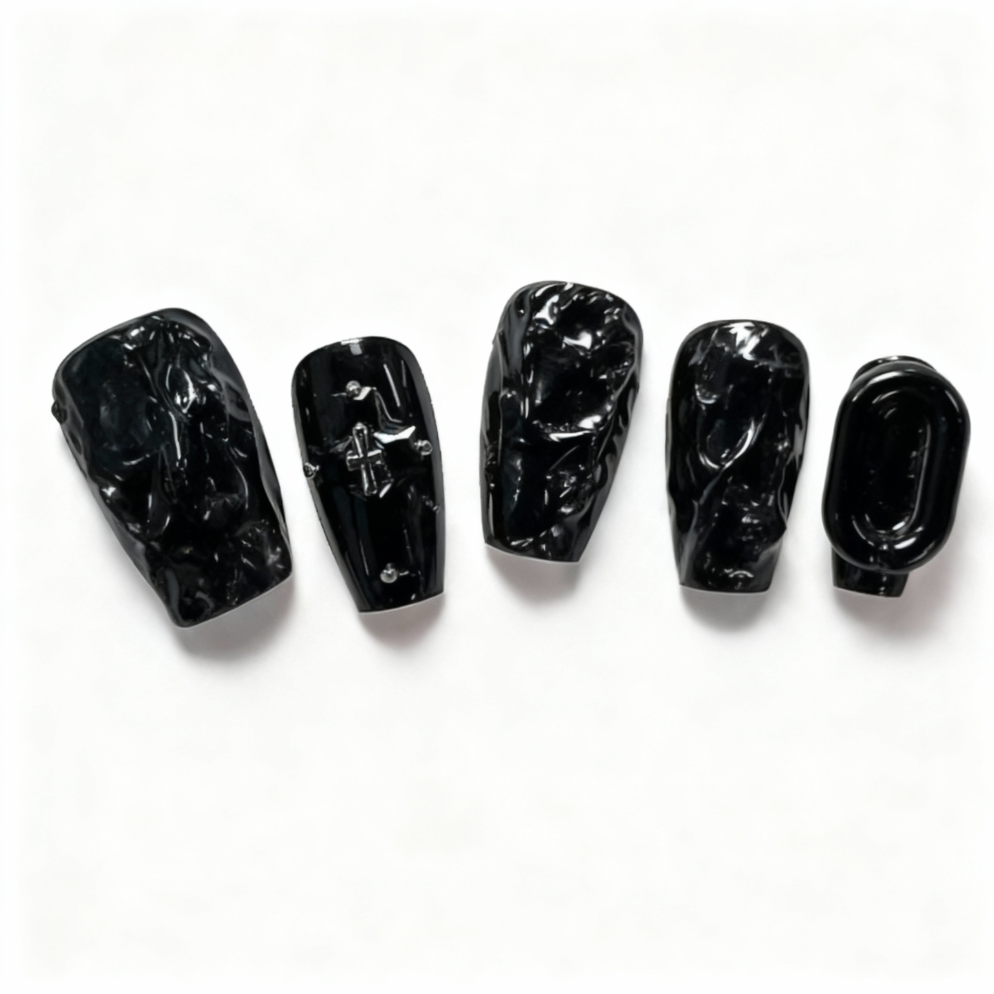 Black & White Press-On Nails T256