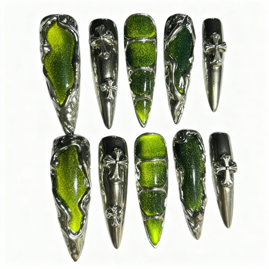 Dark Emerald Secret Realm Press-On Nails T243