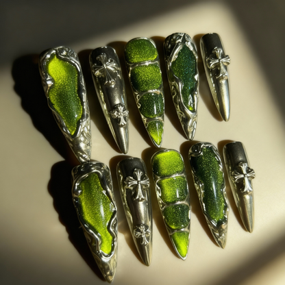 Dark Emerald Secret Realm Press-On Nails T243