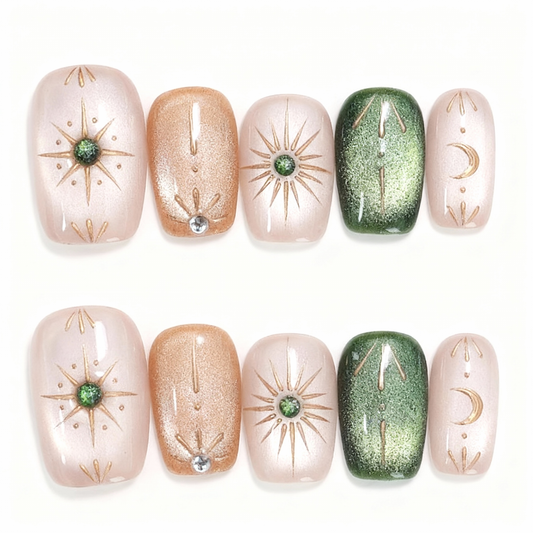 Starburst Cat-Eye Press-On Nails T05